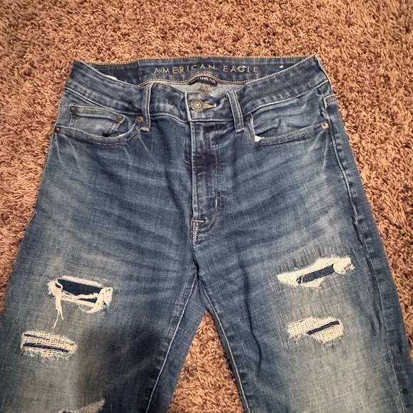 American Eagle Outfitters Men's Ripped Blue Skinny Jeans 30X34 - Picture 3 of 7